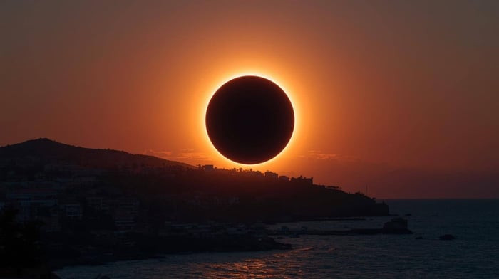 Menorca Solar Eclipse at Sunset